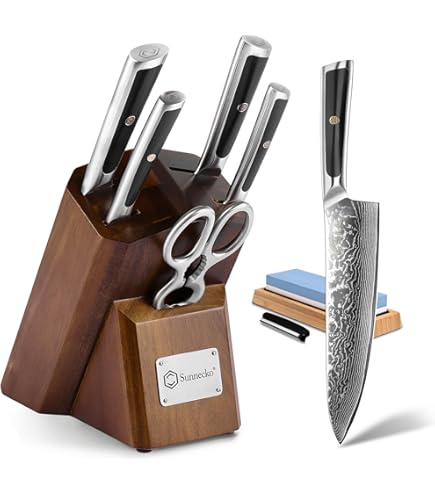 Amazon.com: Sunnecko Damascus Kitchen Knife Set - Sharp Kitchen